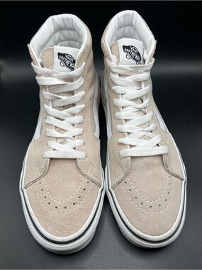 Vans Sk8-Hi High Top Suede Skate Shoes Tan Beige Sneakers Men 6 Women 7.5